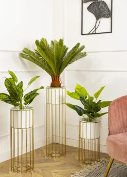 Kwietnik nowoczesny 70 cm złoto biały LOFT