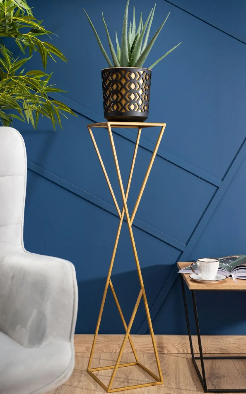Kwietnik nowoczesny LOFT złoty 100 cm GLAMOUR