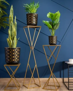 Kwietnik nowoczesny stojący na kwiaty 40 cm złoty