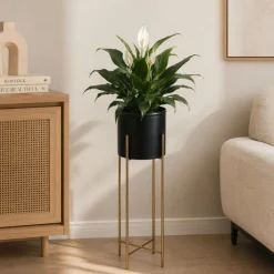 Kwietnik nowoczesny z wkładem 75 cm czarno złoty GLAM