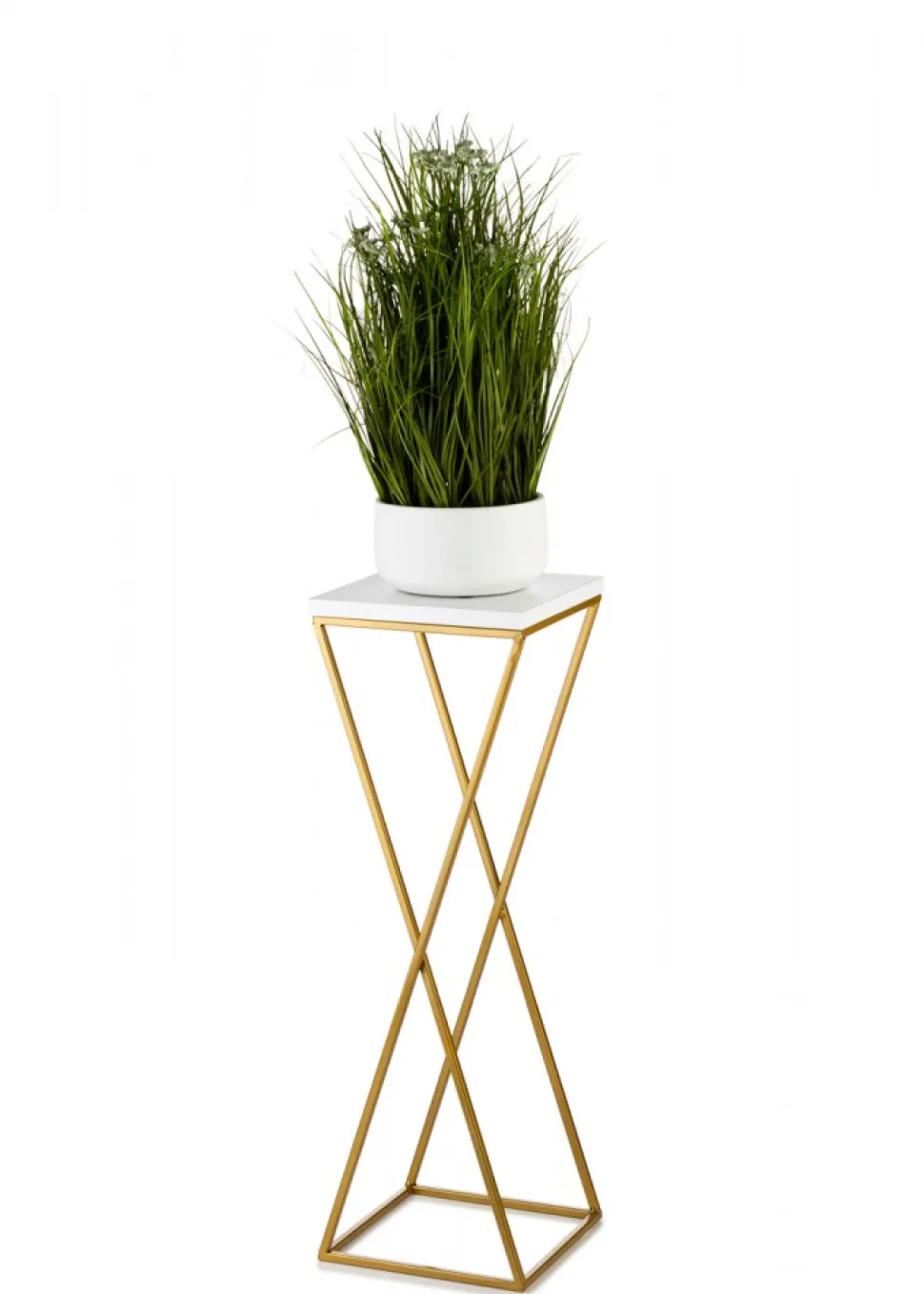 Kwietnik stojący 70 cm blat biały metalowy GLAMOUR