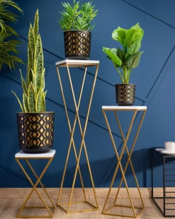 Kwietnik stojący 70 cm blat biały metalowy GLAMOUR