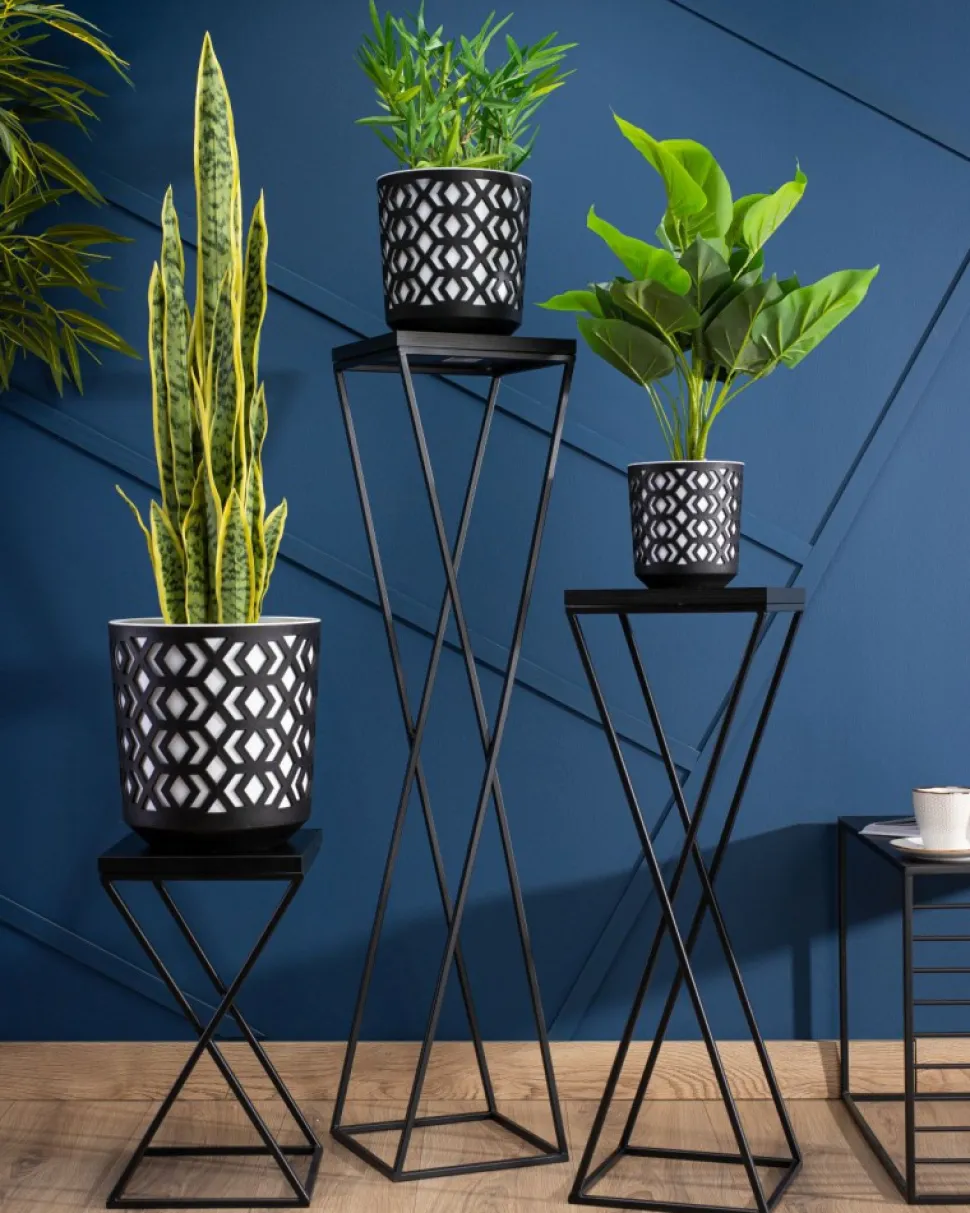 Kwietnik stojący 40 cm z blatem MDF LOFT metalowy