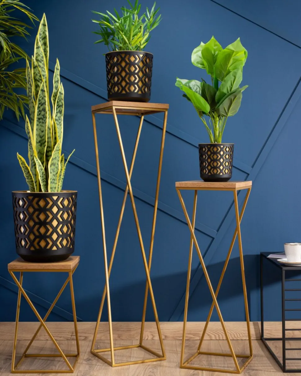 Kwietnik stojący 40cm blat Lancelot LOFT złoty