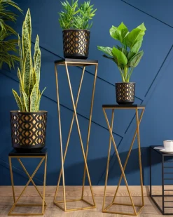 Kwietnik stojący na rośliny 70 cm MDF złoty GLAM