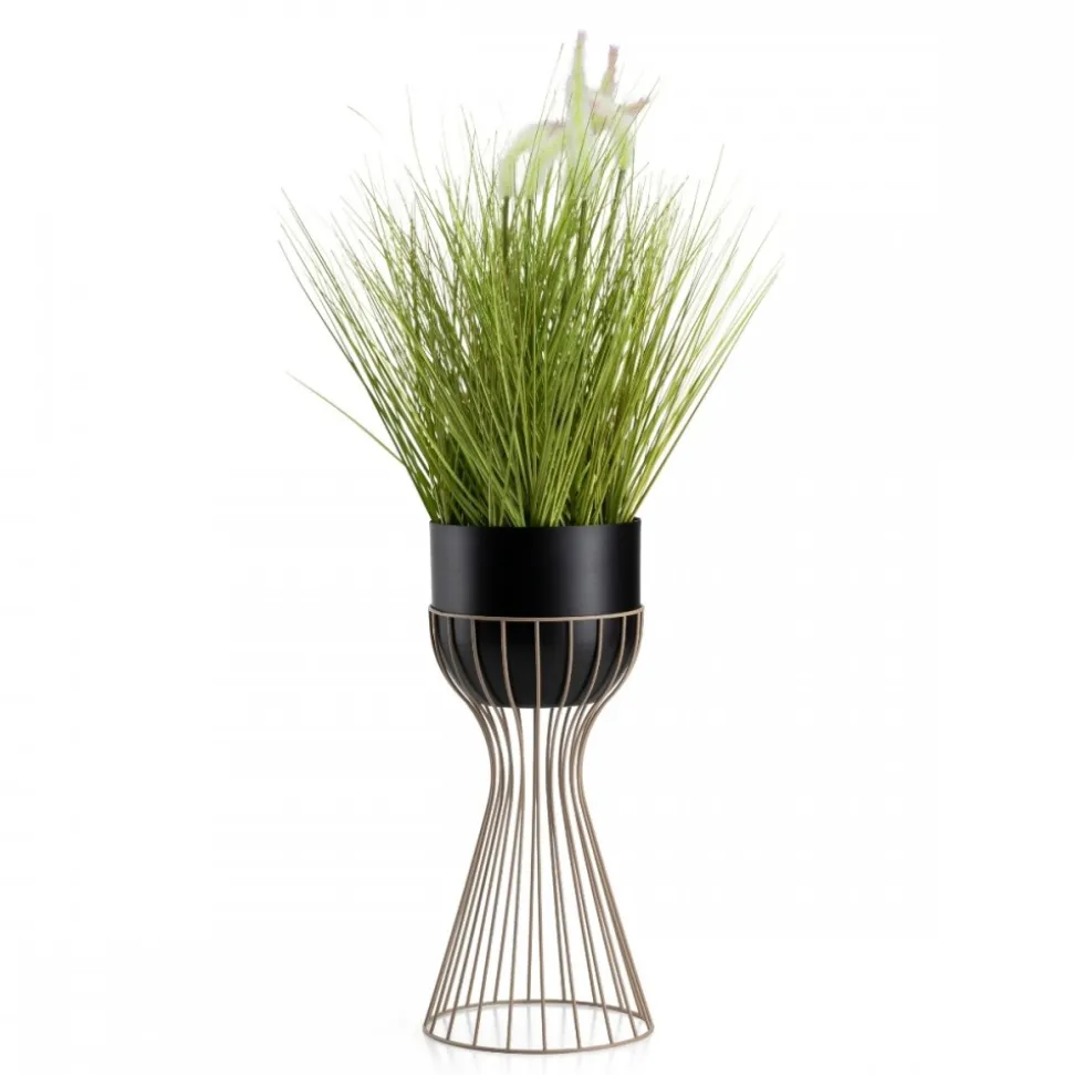 Kwietnik stojący z czarną osłonką 46 cm taupe