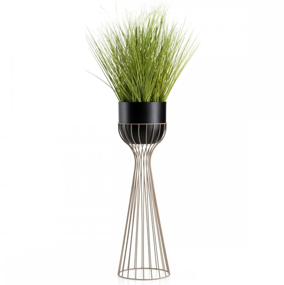 Kwietnik stojący z czarną osłonką 68 cm taupe