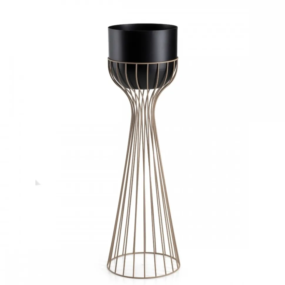 Kwietnik stojący z czarną osłonką 68 cm taupe