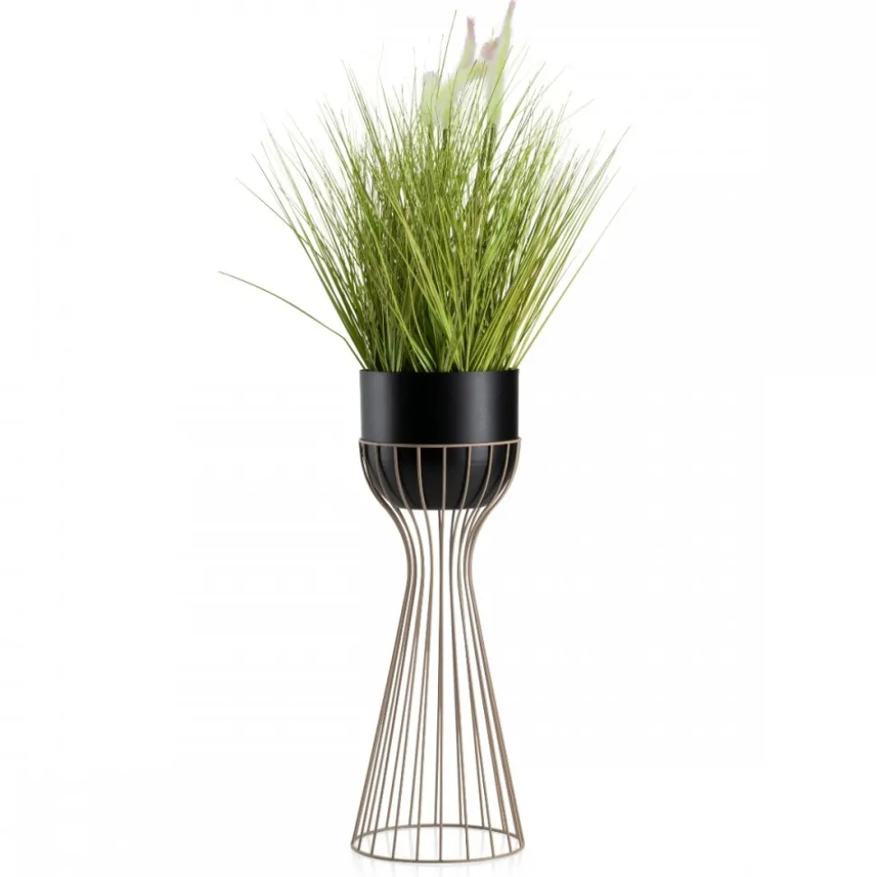 Kwietnik stojący z czarną osłonką 56 cm taupe