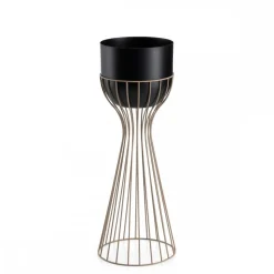 Kwietnik stojący z czarną osłonką 56 cm taupe