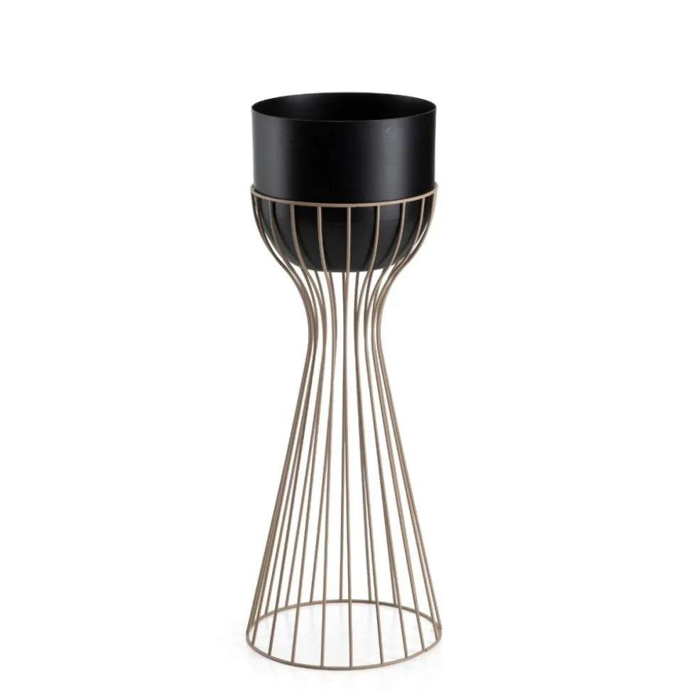 Kwietnik stojący z czarną osłonką 56 cm taupe