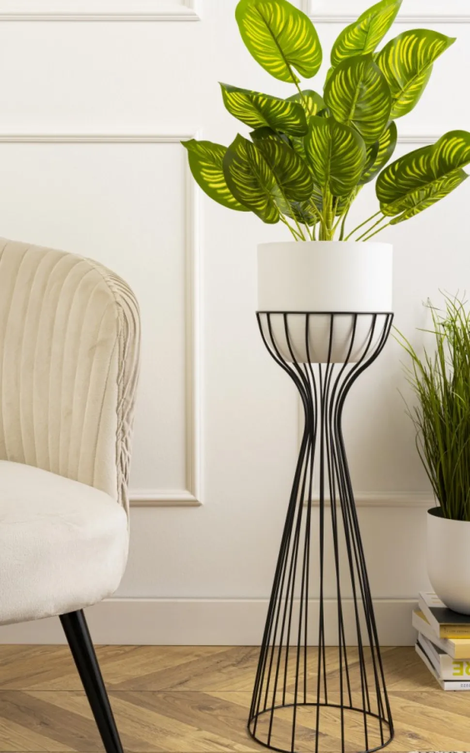Kwietnik stojący z osłonką LOFT 56 cm metalowy