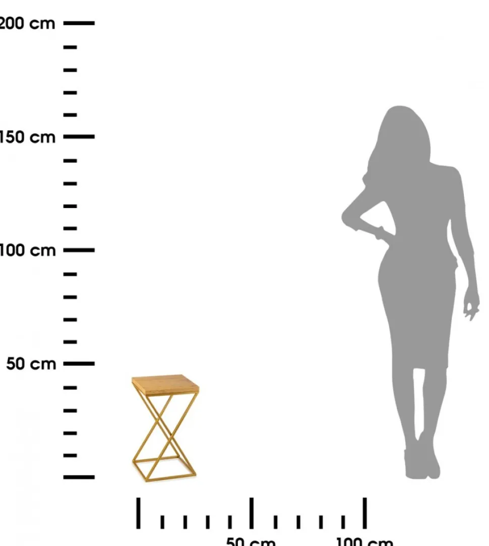 Kwietnik stojący złoty 40 cm z blatem dąb lancelot