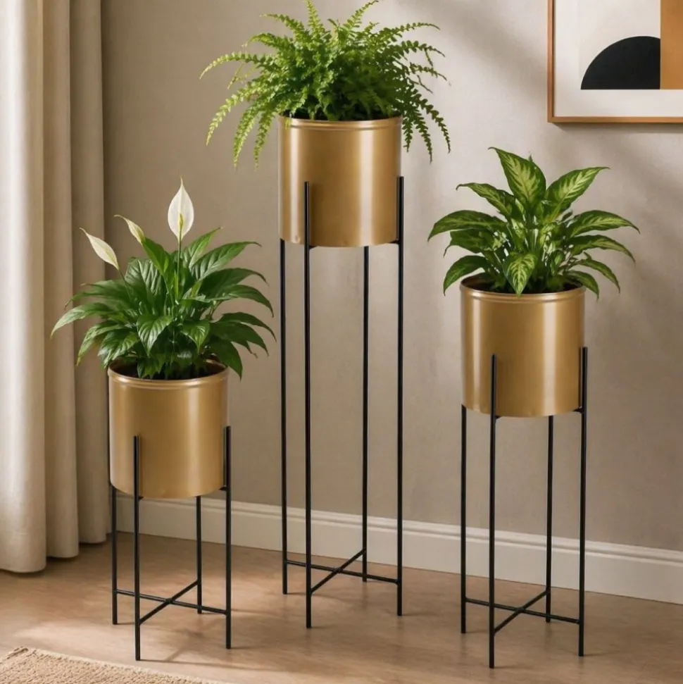 Kwietnik z osłonka 95 cm czarno złoty GLAMOUR