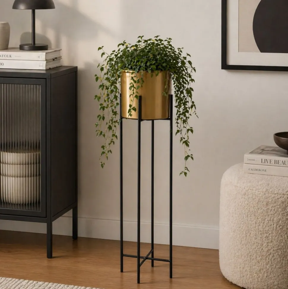 Kwietnik z osłonka 95 cm czarno złoty GLAMOUR