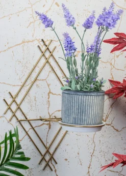 Kwietnik ścienny metalowy złoty LOFT 41 cm * Dąstal Clearance