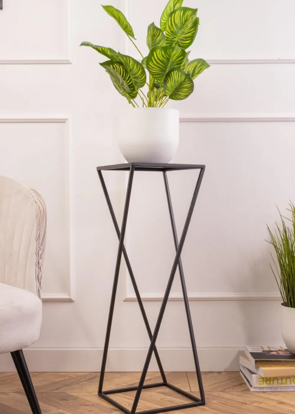 Kwietnik loftowy stojący czarny 70 cm metalowy * HowHomely