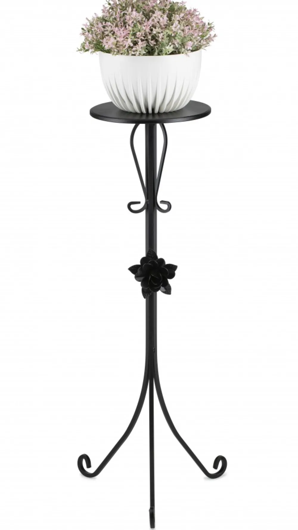 Kwietnik metalowy czarny z różą 95 cm * HowHomely New