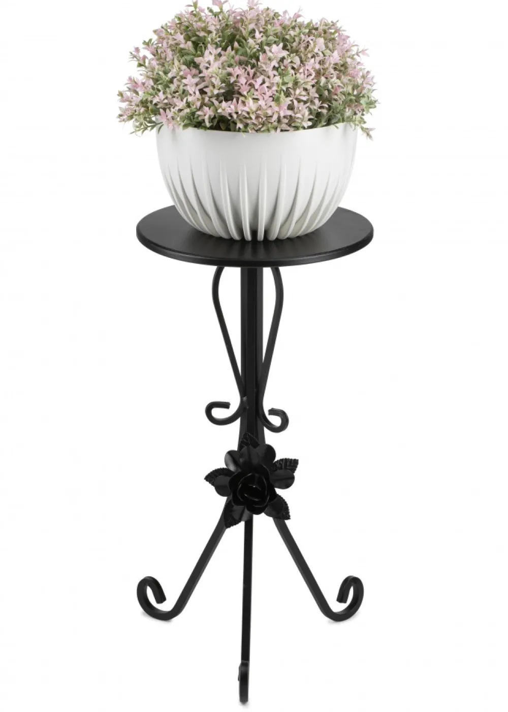 Kwietnik metalowy czarny z różą 55 cm * HowHomely Online