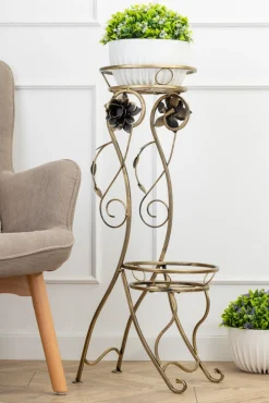 Kwietnik metalowy na dwie donice Quincy 90,5 cm * Dąstal Outlet
