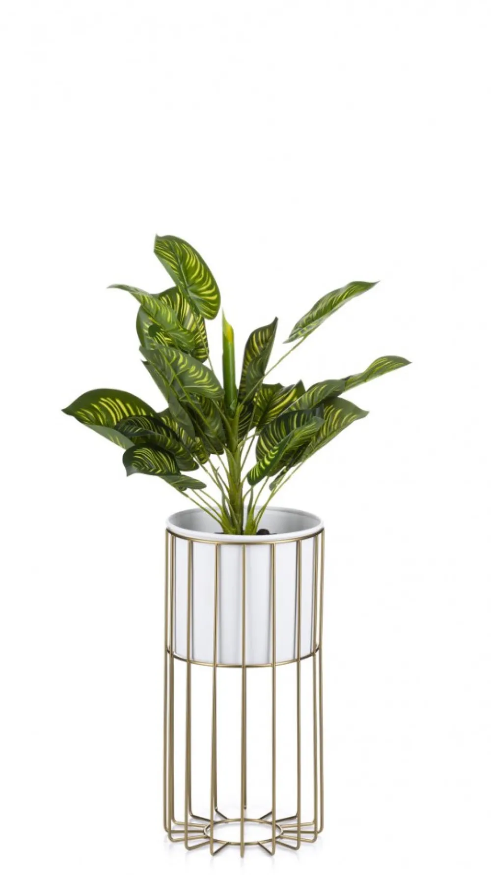 Kwietnik nowoczesny 42 cm złoto biały LOFT metal * HowHomely