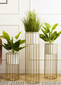 Kwietnik nowoczesny 55 cm złoto biały GLAM * HowHomely Clearance