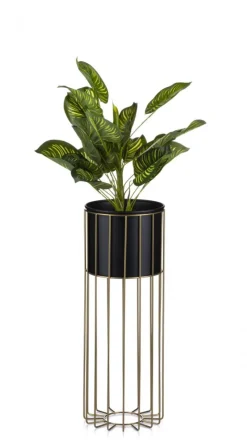 Kwietnik nowoczesny 55 cm złoto czarnym GLAM * HowHomely