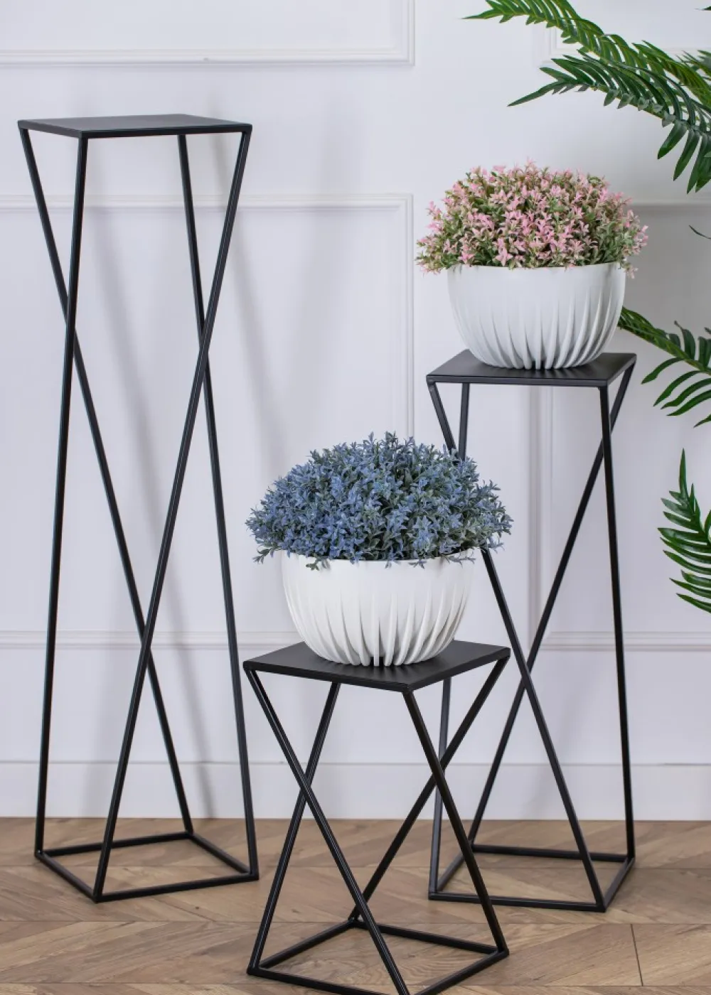 Kwietnik nowoczesny czarny stojący 70 cm LOFT * HowHomely Discount