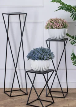 Kwietnik nowoczesny czarny stojący 40 cm * HowHomely Discount