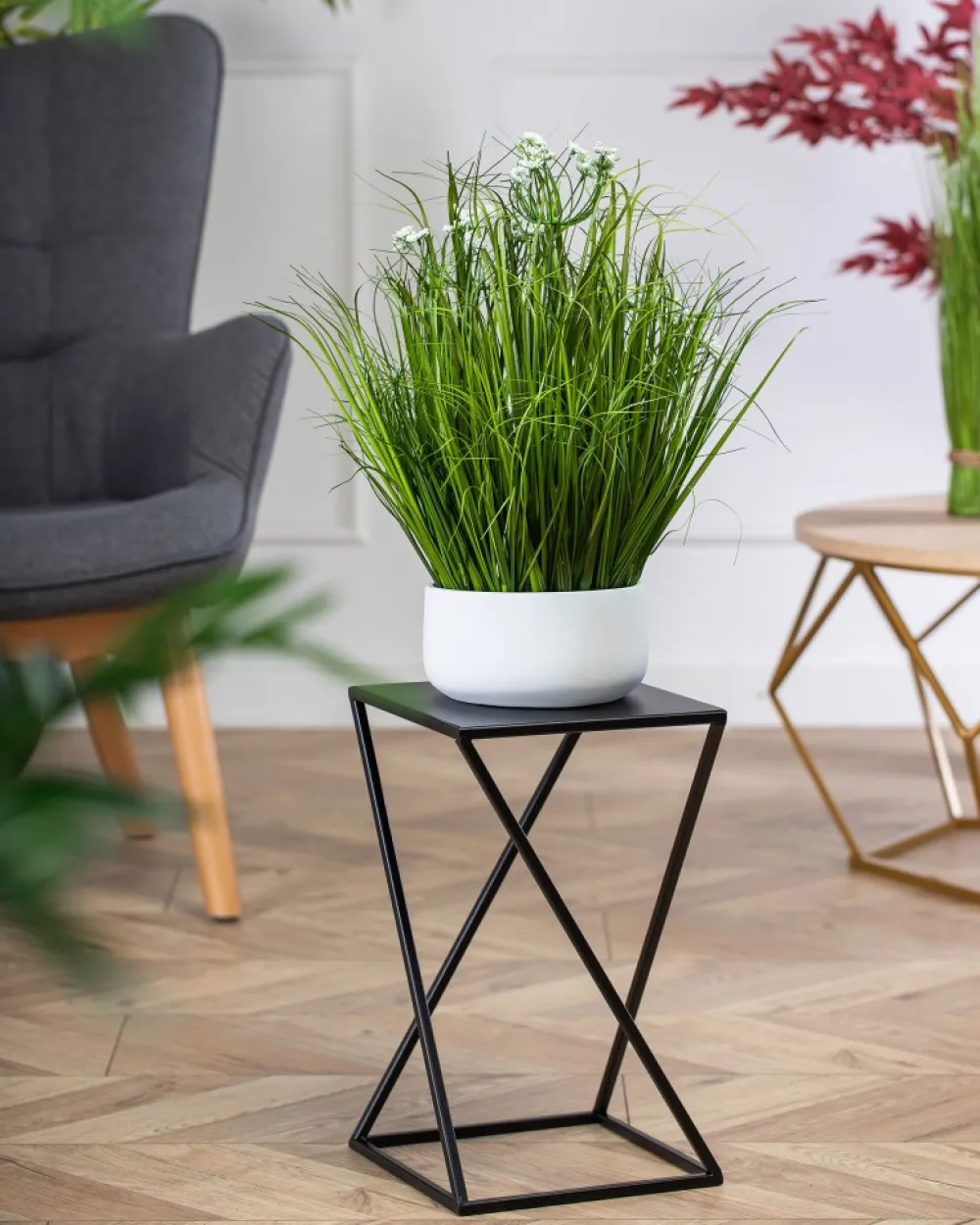 Kwietnik nowoczesny czarny stojący 40 cm * HowHomely Discount