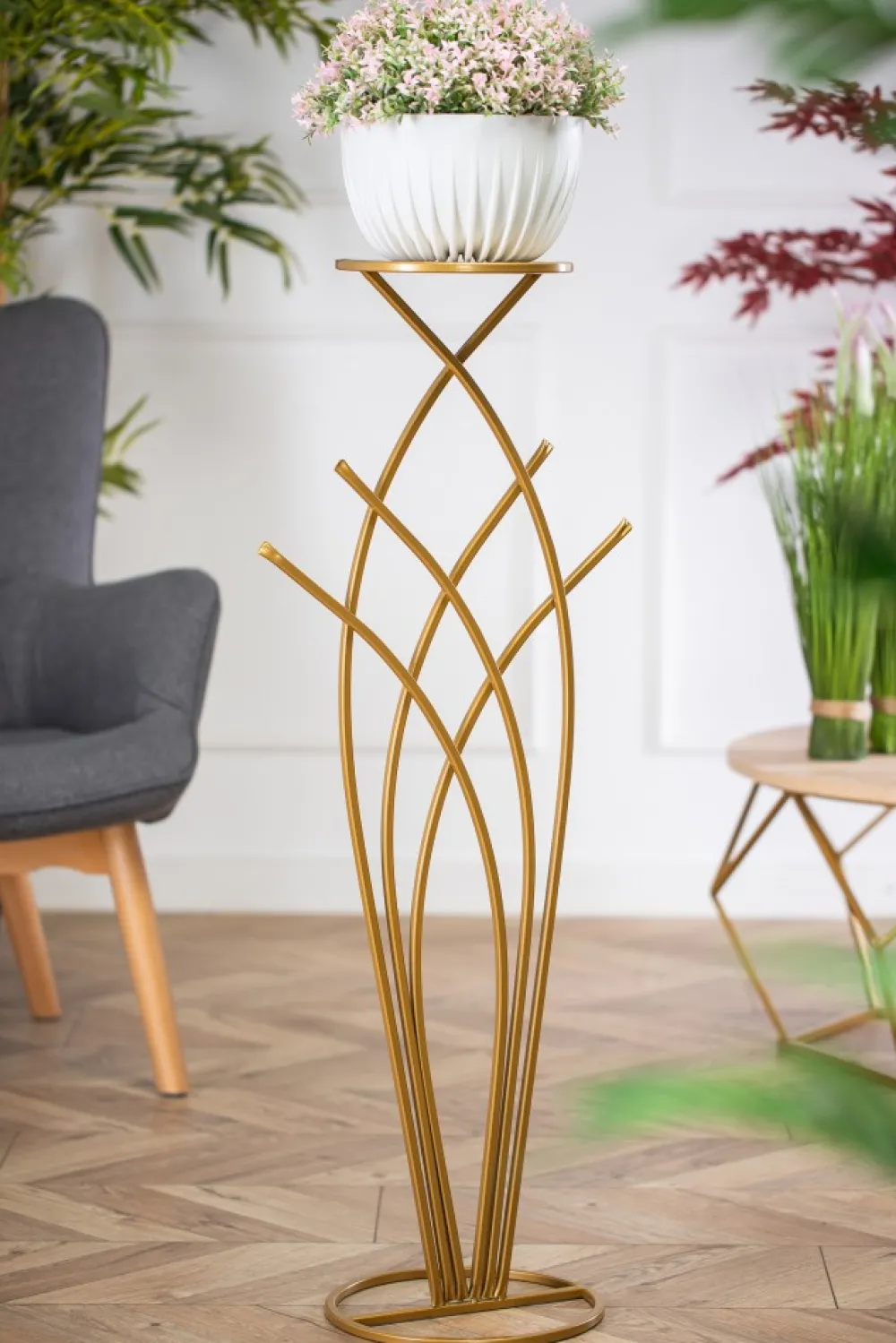 Kwietnik nowoczesny stojak złoty 100 cm GLAM * HowHomely Online