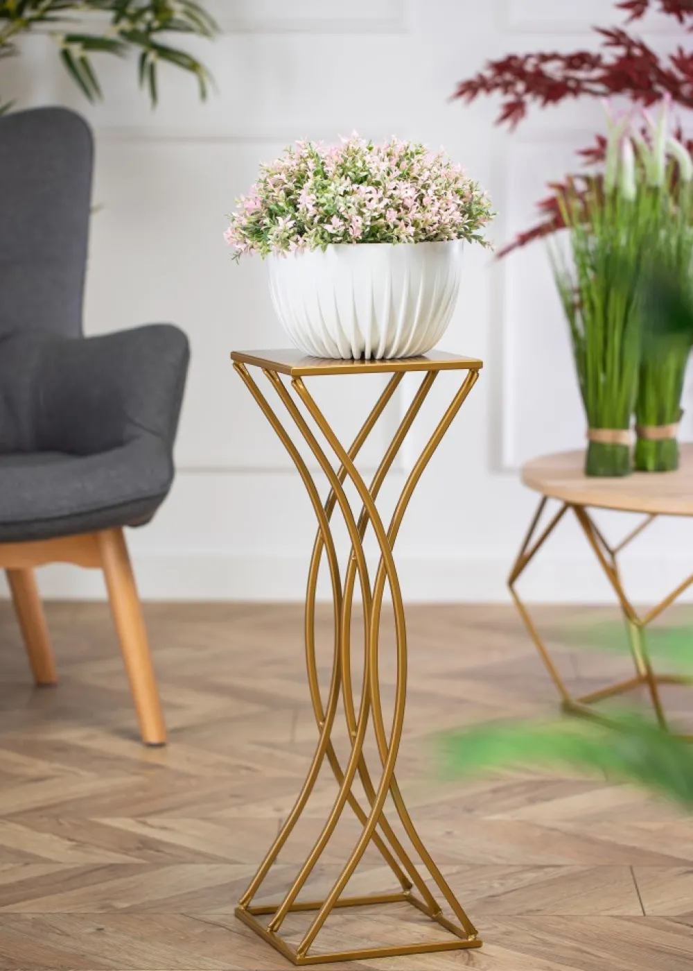 Kwietnik nowoczesny stojak złoty 75 cm GLAM * HowHomely Hot