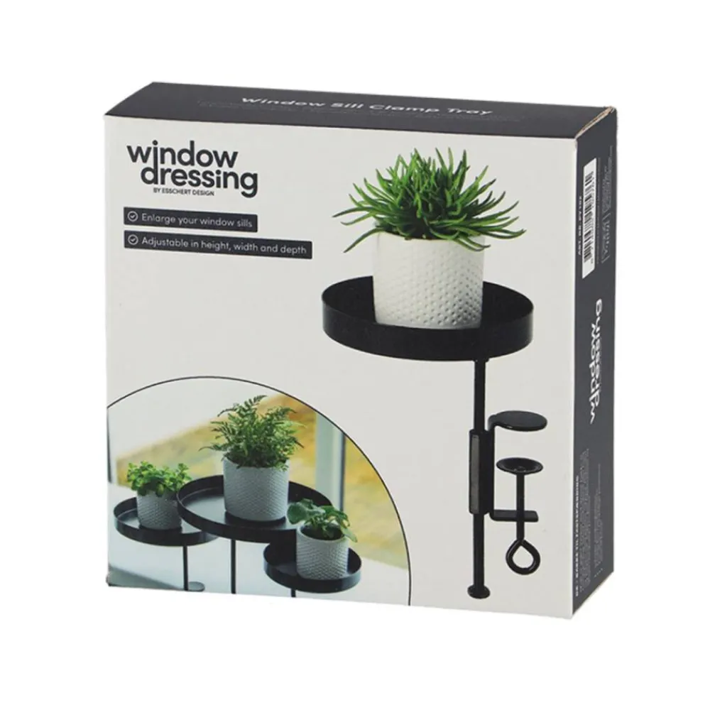 Kwietnik parapetowy z zaciskiem czarny M * Esschert Design