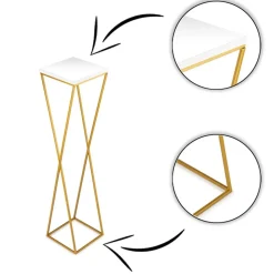 Kwietnik stojak 100 cm blat biały LOFT metalowy * HowHomely Best