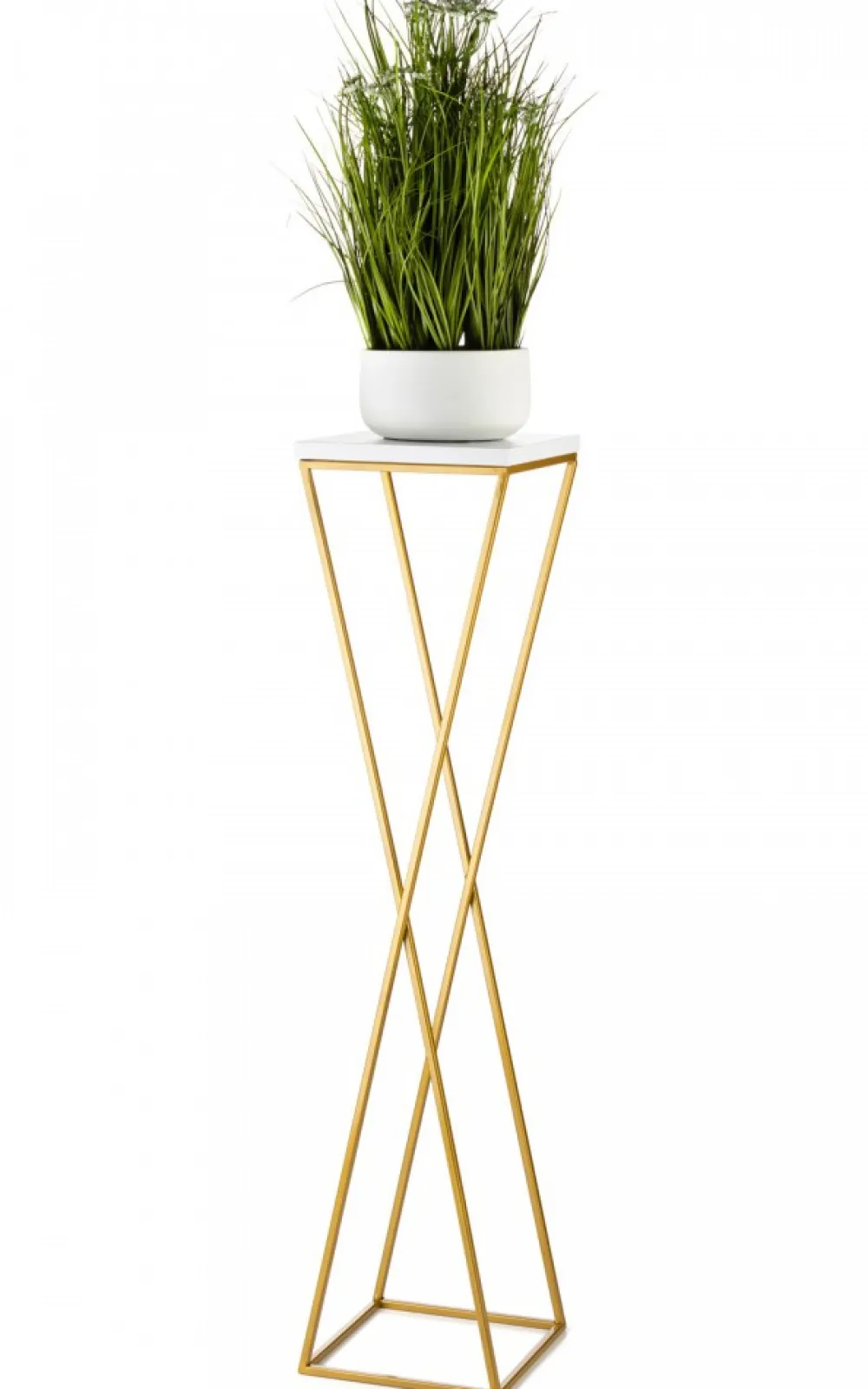 Kwietnik stojak 100 cm blat biały LOFT metalowy * HowHomely Best