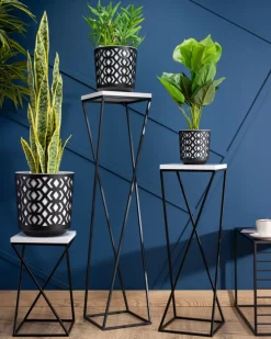Kwietnik stojak na kwiaty 100 cm LOFT czarno biały * HowHomely Outlet