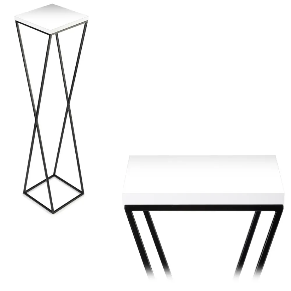 Kwietnik stojak na kwiaty 100 cm LOFT czarno biały * HowHomely Outlet