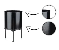Kwietnik stojak z wkładem 19 cm czarny LOFT * HowHomely Sale