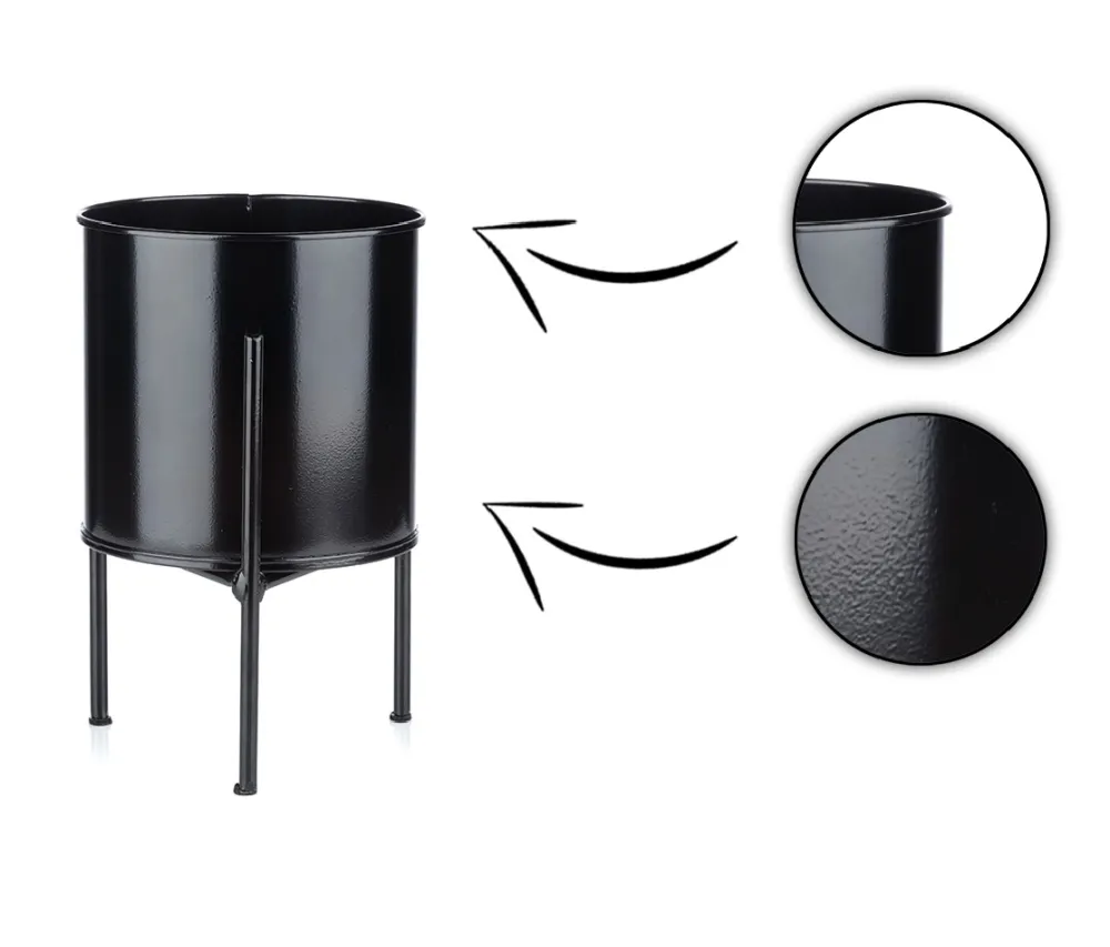 Kwietnik stojak z wkładem 19 cm czarny LOFT * HowHomely Sale