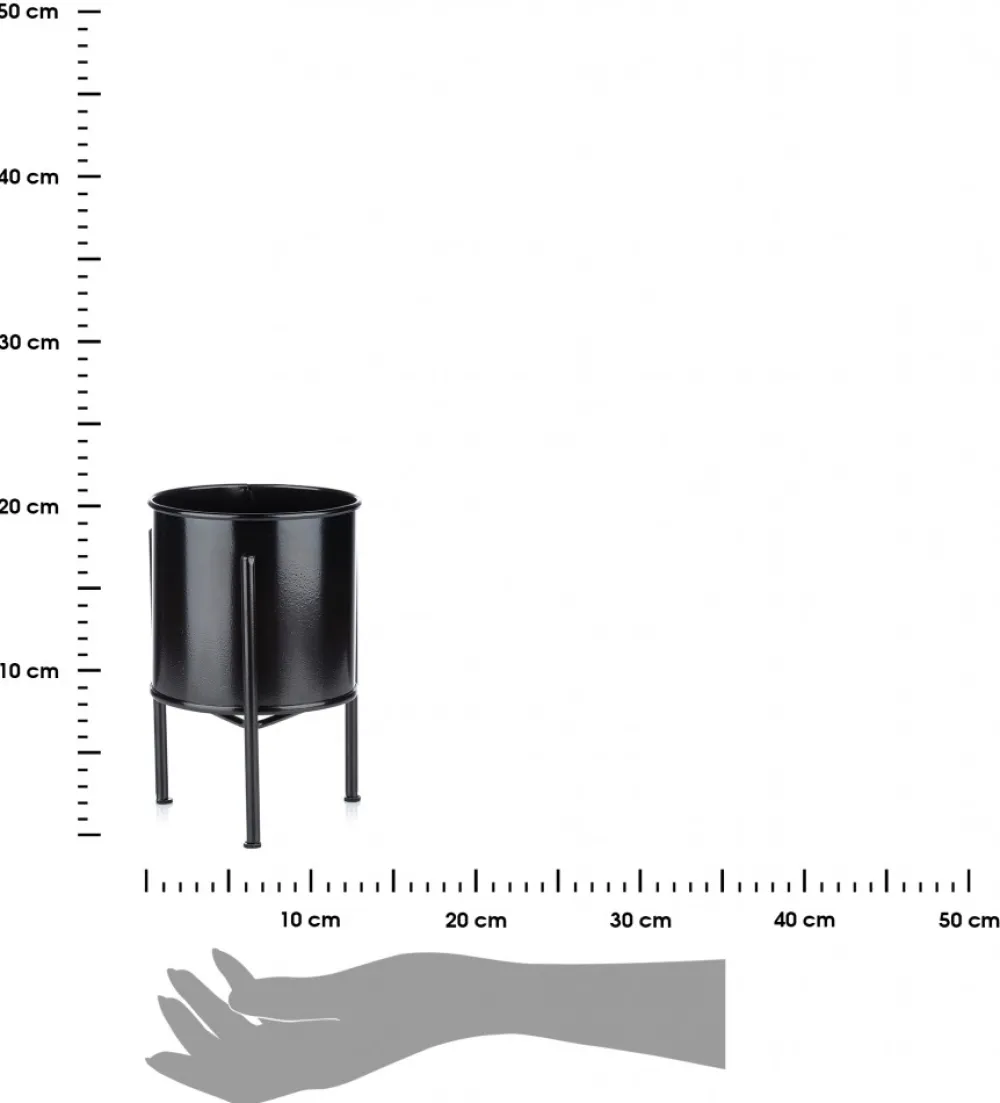 Kwietnik stojak z wkładem 19 cm czarny LOFT * HowHomely Sale