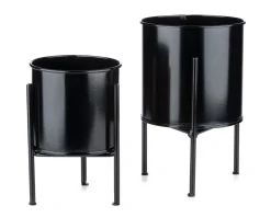 Kwietnik stojak z wkładem 24 cm czarny LOFT * HowHomely Clearance