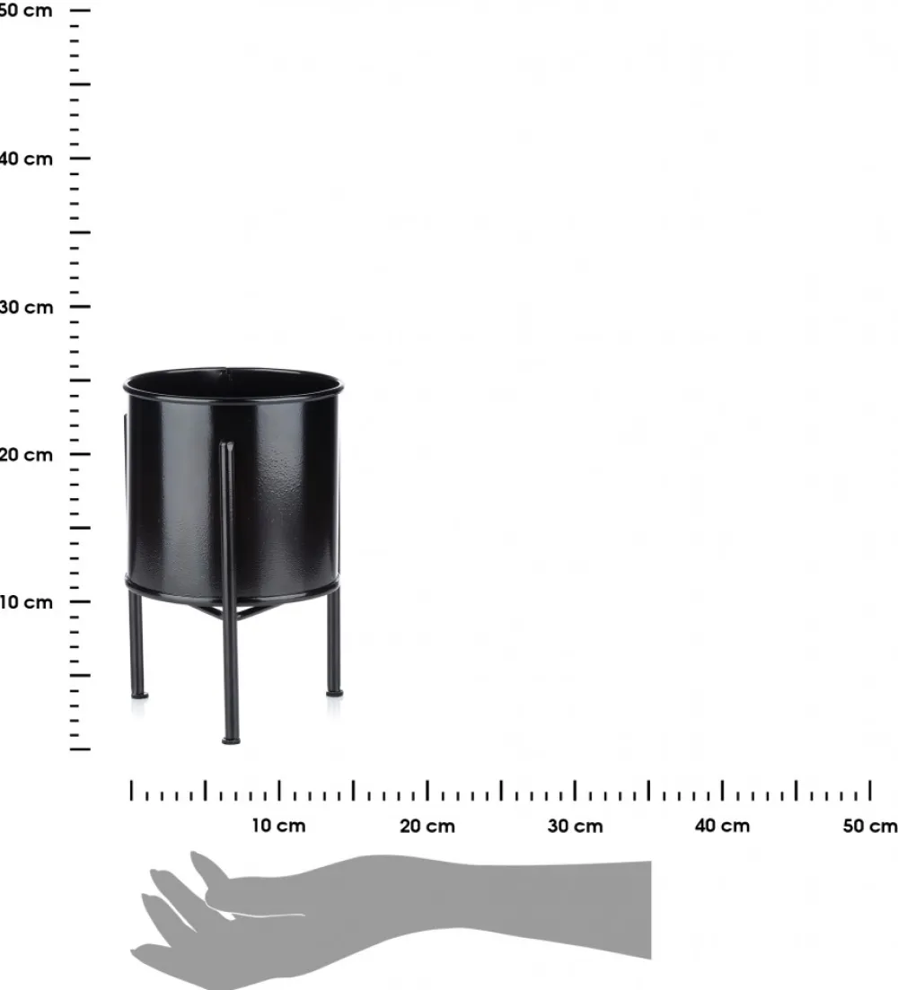 Kwietnik stojak z wkładem 24 cm czarny LOFT * HowHomely Clearance