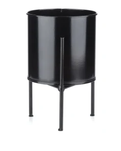 Kwietnik stojak z wkładem 24 cm czarny LOFT * HowHomely Clearance