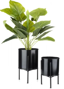 Kwietnik stojak z wkładem 24 cm czarny LOFT * HowHomely Clearance