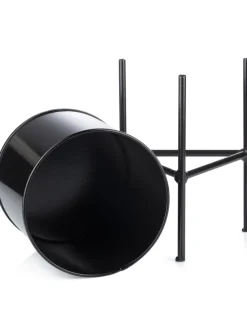 Kwietnik stojak z wkładem 24 cm czarny LOFT * HowHomely Clearance