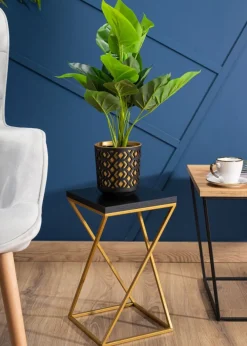 Kwietnik stojący 40 cm blat czarno złoty LOFT * HowHomely Clearance