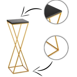 Kwietnik stojący 70 cm blat czarny LOFT metalowy * HowHomely Discount