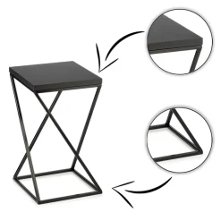Kwietnik stojący 40 cm blat MDF czarny LOFT * HowHomely New