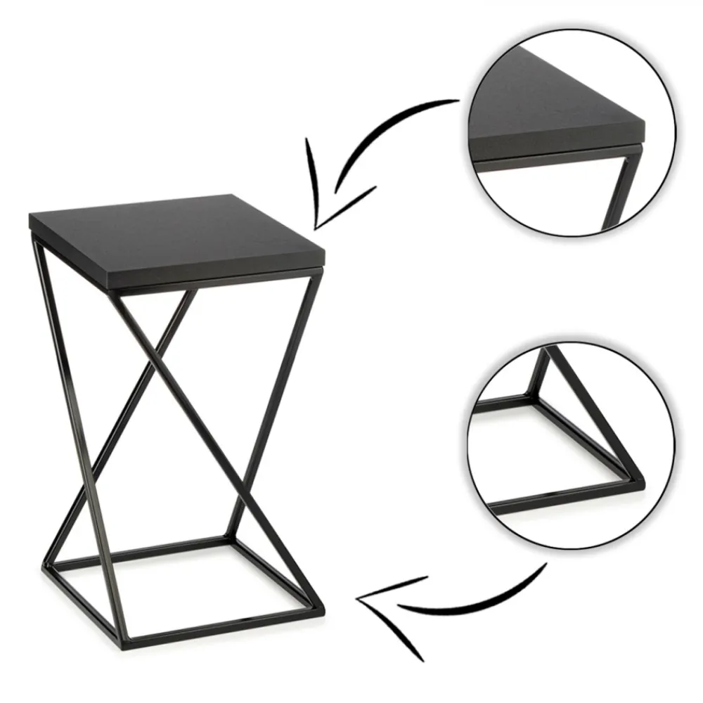 Kwietnik stojący 40 cm blat MDF czarny LOFT * HowHomely New