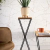 Kwietnik stojący 70 cm czarny z blatem dąb lancelot * HowHomely Discount